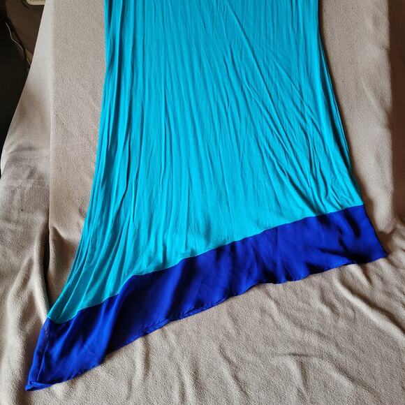 Calvin Klein Dress Womens Medium Asymmetrical Ruffle Aqua Blue Beach - Picture 13 of 16